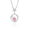 Pequena batata doce com novo colar de prata S925 doce planeta estrelas zircônia rosa colar original atacado