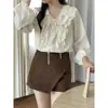 Blusa fina con volantes estilo francés, nuevo top de camisa de otoño para mujer CN1273