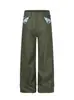 Pantalones vaqueros largos unisex de corte recto A, con estampado de cuadros verde mostaza, patchwork, estilo americano, ajuste limpio, botón París, transfronterizos