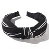 Amazon Cross-border E-Commerce Headwear Europeu e Americano Listrado Tecido Hairband Feminino Aba Larga Nó Moda All-match Headband