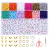 Conjunto de Contas de Arroz de Vidro Multicores e Contas de Letras Inglesas em Acrílico para Pulseira Colar DIY Acessórios de Joias Contas Soltas