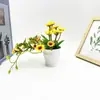 Nuevas 18 Plantas en Maceta Redondas Pequeñas con Aterciopelado de Girasol Decoración para Hogar Sala de Estar Balcón Girasol Simulado Planta Verde Bonsái