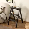Escalera Taburete de Madera Maciza, Silla Escalera Plegable Multifuncional de Doble Propósito para el Hogar, Taburete Estable para Subir Escaleras, Escalera de Escalada para Interiores