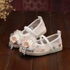 Sapatos Bordados Hanfu Sapatos de Tecido Old Beijing para Meninas Estilo Étnico Sapatos Bordados para Vestido Antigo Solado de Tendão de Boi Sapatos de Dança Infantil Sapatos Infantis