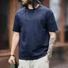 Nueva Camiseta de Algodón Pesado con Textura Estilo Americano para Hombre, Manga Corta, Nueva de Primavera y Otoño para Hombre, Cuello Redondo Holgado Bordado