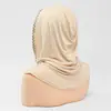 Turbante de Algodón Puro con Pedrería Transfronterizo, Gorro para Cubrir la Cabeza de Color Sólido, Estilo Étnico, Alta Elasticidad, Gorro Base de Doble Capa con Adorno Dorado