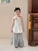 Ropa Coreana Infantil Nuevo Estilo Verano 2026, Top sin Tirantes de un Hombro de Moda para Niñas, Dulce Top tipo Camiseta con Volantes