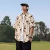 Camisa de Manga Corta con Estampado de Mariposas de Diseño Único para Hombre, Marca de Moda, Estilo Chino, Retro, Corte Holgado, Cuello de Solapa, Camisa con Estampado Completo
