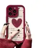 Funda Color Vino Tinto con Forma de Corazón Adecuada para Apple 17 Pro Max, Funda Tianyan Ladder para iPhone 16/15/14, Estilo Europeo y Americano 13