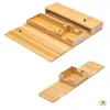 Set de Bandeja Portavasos para Sofá de Bambú, Bandeja de Reposabrazos para Sofá de Madera Antideslizante, Bandeja para Snacks para Ver Series, Mesa Clip-On para Sofá