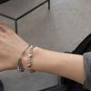 Pulsera de Corazón Estilo Coreano y Japonés para Mujer, Pulsera Trenzada de Anillo Redondo Simple de Moda Vintage, Joyería Estilo Hip-Hop