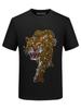 Camiseta con Cabeza de Tigre de Pedrería para Hombre, Manga Corta, Nueva Tendencia Verano 2026 Marca Ropa para Hombre, Versátil Holgada Cuello Redondo Manga Media Top