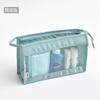 Neceser portátil de malla triangular para artículos de tocador, bolsa de cosméticos portátil de gran capacidad para viajes, bolsa de almacenamiento de malla transparente simple tridimensional
