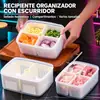 Caja de plástico de grado alimenticio con múltiples compartimentos para escurrir y almacenar, caja de almacenamiento para porcionar y sellar frutas, verduras y carnes frescas de cocina