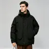 Jaqueta de Penas Casual Funcional Masculina para Exterior, Corte Solto, Casaco de Trabalho com Capuz, à Prova de Vento, Quente, Peça Superior Masculina Espessa para Outono e Inverno