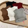 Comercio Transfronterizo Más Vendido Chaleco Térmico Sin Mangas de Cuello Medio Cepillado con Almohadillas en el Pecho, Top Base Ajustado Sin Costuras para Otoño e Invierno