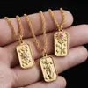 Collar de Zirconia Chapado en Oro al Vacío 18K Europeo y Americano de Venta Caliente Collar con Colgante Cuadrado de Acero Inoxidable con Sello de Sol y Estrella