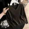 ¡Un disparo real! ¡Un disparo real! Suéter de punto con cuello en V y hombro normal, colección Otoño/Invierno 2026, nuevo estilo de otoño, top suave y acogedor para mujeres de talla grande
