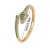 Pulsera Abierta Temática de Animales Serpiente Verde Transfronteriza con Diamantes, Joyería de Gama Alta de Personalidad de Nicho Versátil, Accesorios de Lujo Ligero para Mujer