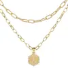 Venta caliente de Amazon 26 letras colgantes en inglés collar creativo simple multicapa apilado hexagonal cadena para clavícula de mujer
