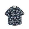 Traje de Playa Casual Holgado para Hombre Moda Marca de Moda Manga Corta Pantalones Cortos Viaje a Hawái Casual Conjunto de Dos Piezas