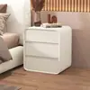 Criado-mudo minimalista estilo cream de luxo leve, pequeno armário de armazenamento moderno simples de madeira maciça e couro para quarto de casa