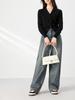 Cárdigan de Punto Entallado para Mujer, Nuevo Estilo de Principios de Otoño, Abrigo Escote en V Estilo Commuter, Top de Capa Interior con Puños Acanalados Mezcla de Lana