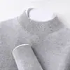 Nueva camisa base de cachemira de cuello medio alto para otoño e invierno, suéter de punto de cuello alto de lujo ligero