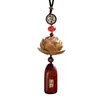 Colgante de calabaza de madera de durazno natural para coche, amuleto de paz, decoración de loto de madera de durazno para coche, regalo de bendición de área escénica de alta gama