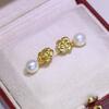 Accesorios de joyería de bricolaje, pendientes de plata de ley S925 con forma de flor y perla, soporte vacío para pendientes de moda, material de soporte de plata para mujer