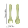 Cuchara para bebé totalmente de silicona, juego de cucharas para bebé para aprender a comer, utensilios de alimentación moldeados de una sola pieza de silicona, cuchara y tenedor