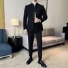 Traje de Novio Estilo Chino Dropshipping, Vestido de Banquete Estilo Chino, Conjunto de Dos Piezas Traje de Cuello Alto de Alta Gama para Hombre en Stock
