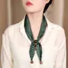 Adorno Elegante para Pescoço com Lenço de Seda com Contas, Camisa, Terno, Lenço Pequeno Versátil Casual, Fita Puxável Ajustável para Mulheres