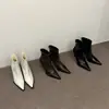 Novedades Otoño/Invierno 2025: Botines ajustados con tacón fino, punta fina, cuero suave elegante, cremallera trasera, estilo coreano, botines versátiles
