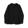Chaqueta Casual Suelta Sin Cuello Estilo Chanel Pequeña para Hombre Primavera y Otoño Moda Coreana Ajuste Delgado Cuello Redondo Manga Larga Chaqueta para Hombre