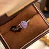 Anillo Abierto Octagonal Rosa Milenio Corte Rosa Paraíba Incrustado con Diamante de Alto Carbono Anillo de Diamante Colorido Flor de Rosa Anillo para Mujer