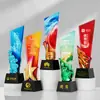 Nuevo Trofeo de Cristal Hecho a Medida con un Toque de Alta Gama, Trofeo Creativo de Resina Metal Vidrio, Trofeo de Premio para Reunión Anual Hecho a Medida