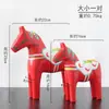 Adorno de Caballo Rojo de Lujo Ligero Estilo Europeo, Regalo de Boda, Caballo de Madera Dala Nórdico Pintado a Mano, Decoración Creativa para el Hogar para Atraer Riqueza