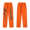 Exportación Transfronteriza Nueva Marca de Moda Europea y Americana Hellstar Hellstar Pantalones Casuales Lavados en Negro con Estampado y Desgastados para Hombre