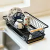 Escurridor de platos de cocina, organizador de tazones y platos, estante de almacenamiento para palillos y tazas, escurridor, cesta de almacenamiento, soporte de exhibición para el hogar