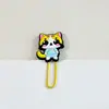 Clipes de papel de borracha macia em PVC de gato e cachorro de desenho animado fofo, material de papelaria criativo para estudantes, clipes de fichário coloridos, marcadores de página para escritório e documentos