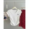 Top Corto de Mujer Amarillo Brillante Dulce y Picante Favorecedor 2026 Verano Fruncido que Ceñe la Cintura Camiseta Moderna