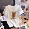 Camiseta Branca de Manga Curta Masculina Verão 2025 Nova Solta Camisa Básica Top de Celebridade da Internet Camiseta de Algodão para Adolescentes