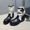 Botines estilo Western de patchwork retro, nueva colección verano/otoño 2026, tacón grueso, suela de plataforma, botas Martin, botines estilo británico, botines sencillos para mujer
