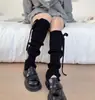 Estilo outono e inverno, meias de tornozelo com amarração, polainas de tricô brancas versáteis estilo japonês, meias 3/4 estilo JK, polainas emagrecedoras para mulheres