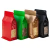 Bolsa de embalaje para té colorida sellada en ocho lados bolsa auto-parante ventana lateral bolsa de papel de aluminio comida para gatos y perros snack de frutos secos bolsa auto-sellante