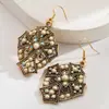 Pendientes Turquesa de Venta Caliente Transfronteriza Pendiente Colgante de Cruz de Diamante Exagerado Retro Estilo Étnico para Mujer