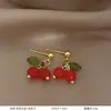 Pendientes Retro Estilo Rojo Ankora para Mujer, Diseño Único, Pendientes Elegantes de Esmalte Goteante, Pendientes Elegantes de Nicho Suave de Principios de Otoño