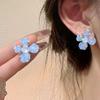 Pendientes de botón con forma de flor de cristal estilo Mori, modernos y femeninos, de estilo transfronterizo, populares, ligeros, de lujo, exagerados, de nicho, de alta calidad.