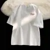 Camiseta Masculina de Algodão Branca Manga Curta Verão Fina Marca Americana Tendência Solta Gola Redonda Pesada Tamanho Grande Casual